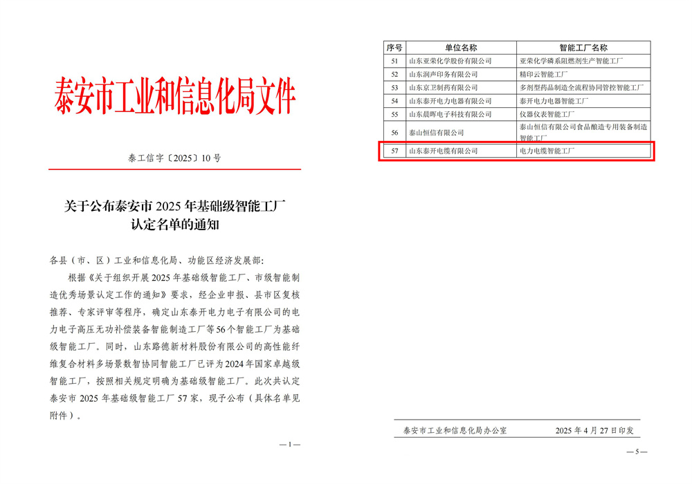 基础级（市级）智能工厂